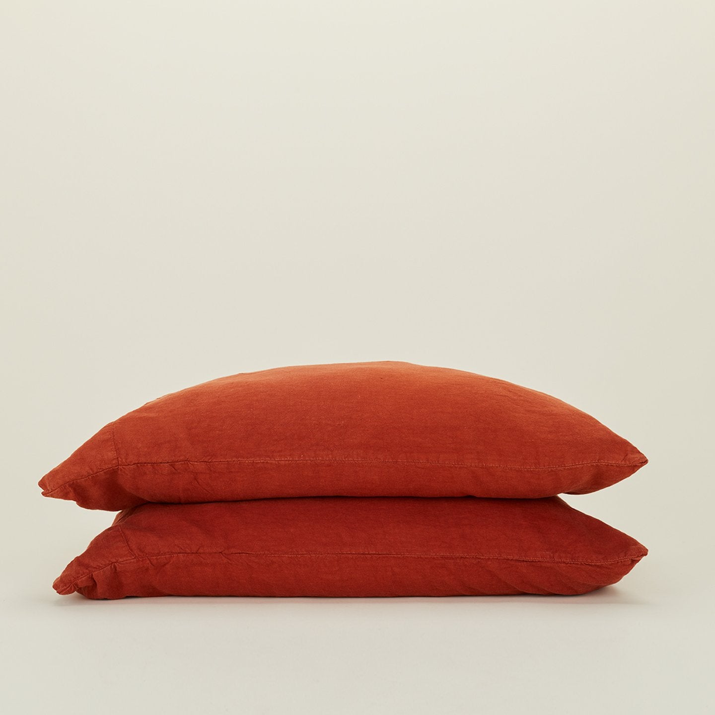 Simple Linen Pillowcases - Rust