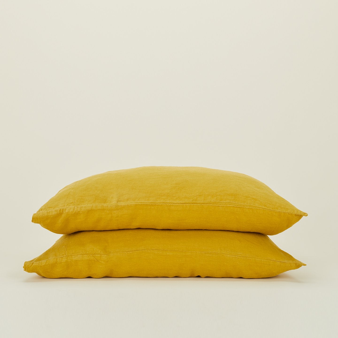 Simple Linen Pillowcases - Mustard