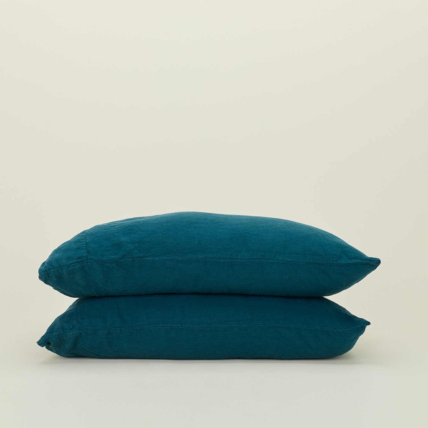 Simple Linen Pillowcases, Set of 2 - Peacock