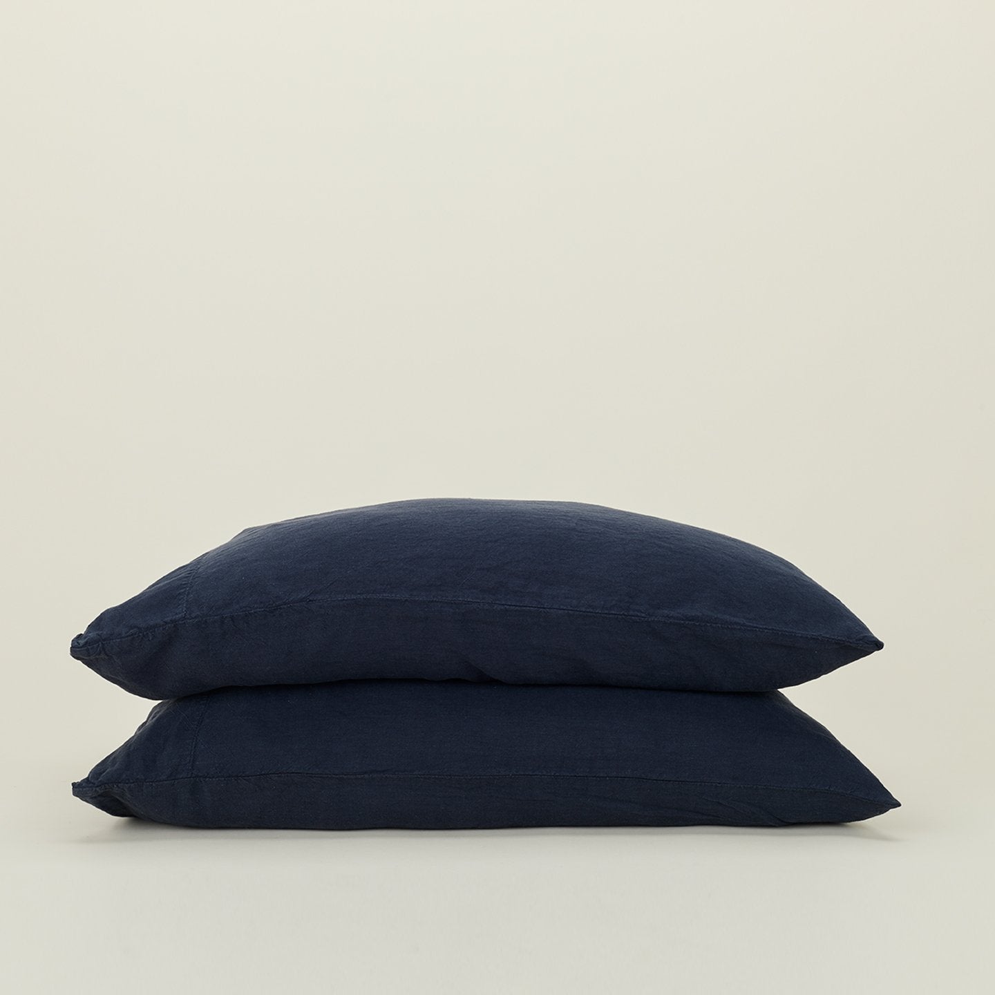 Simple Linen Pillowcases - Navy
