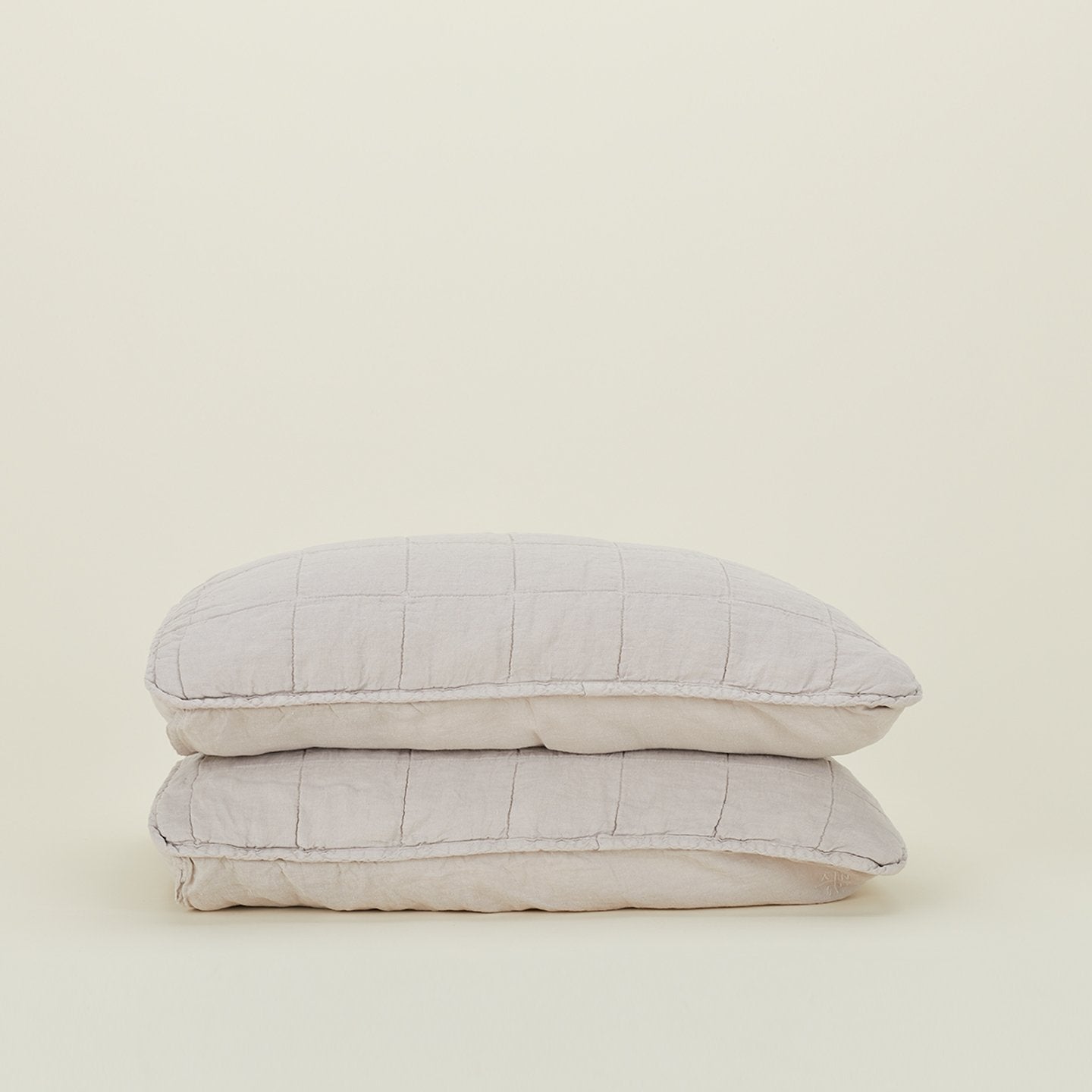 Simple Linen Quilted Shams - Light Grey