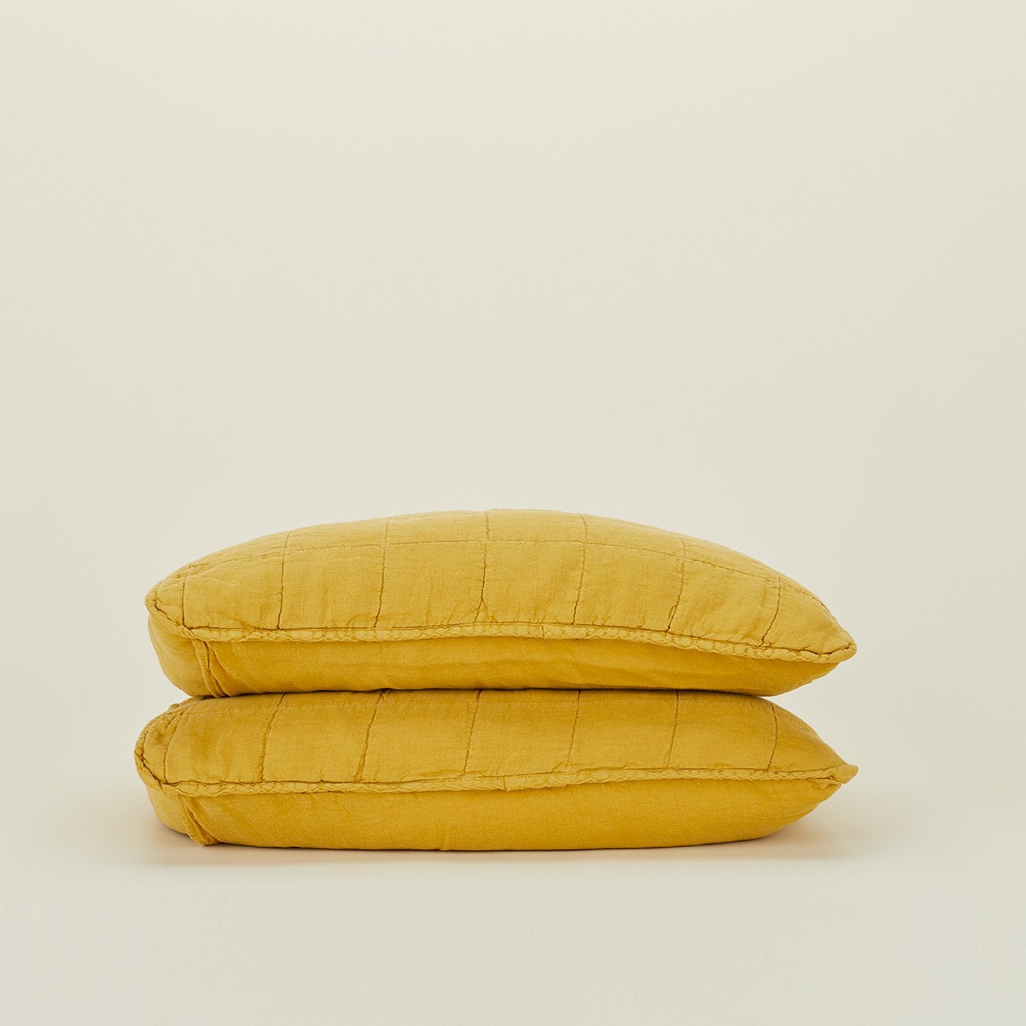 Simple Linen Quilted Shams - Mustard