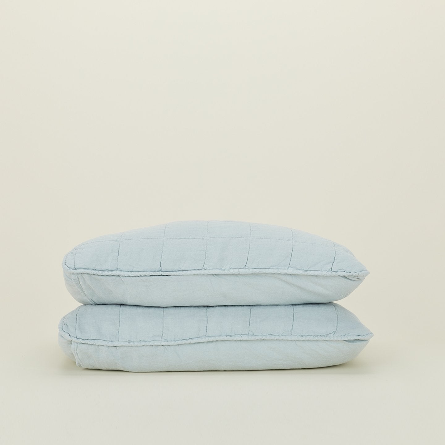 Simple Linen Quilted Shams - Sky