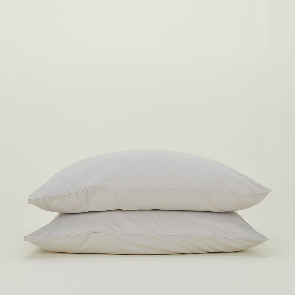 Essential Percale Pillowcases, Set of 2 - Light Grey