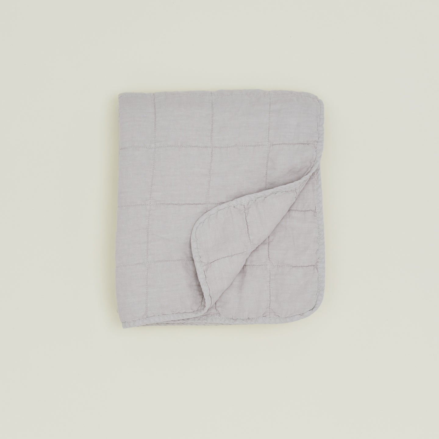 Simple Linen Quilted Throw - Light Grey
