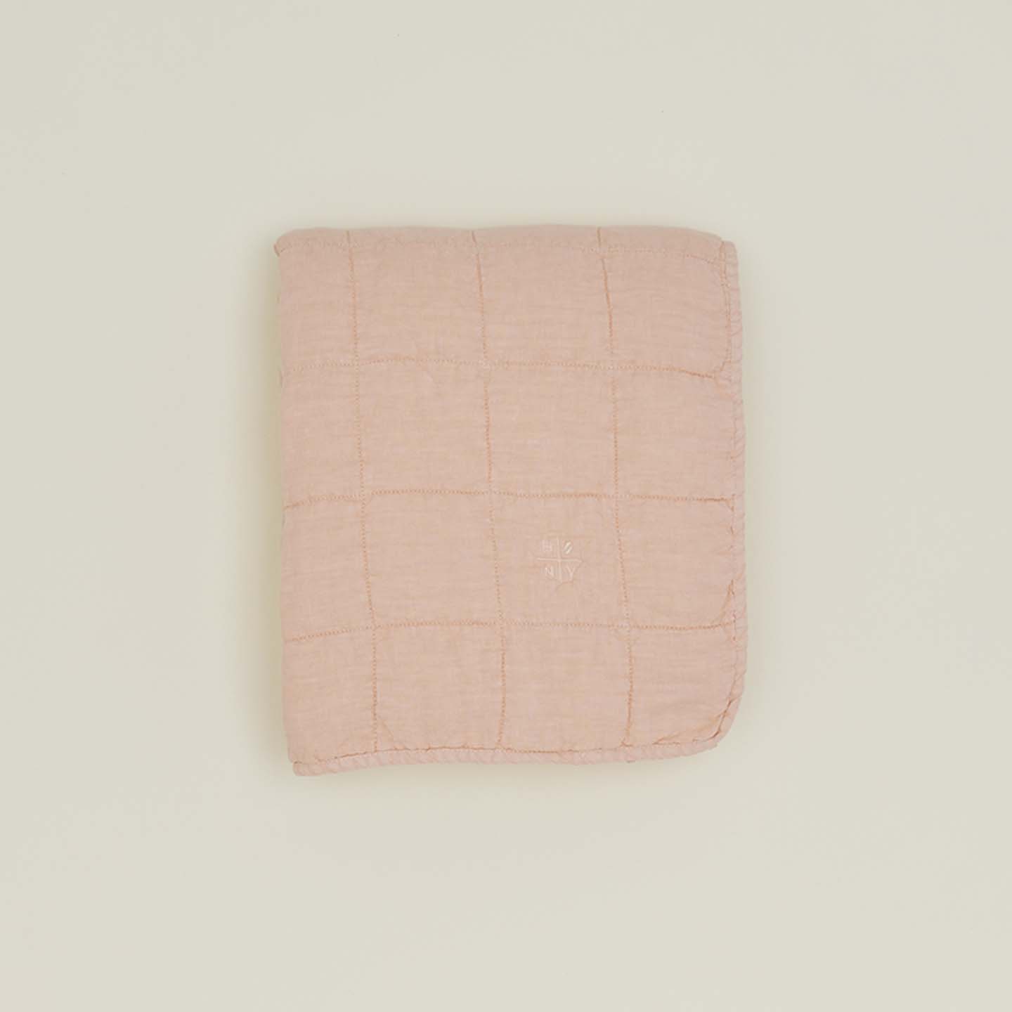 Simple Linen Quilted Throw - Blush