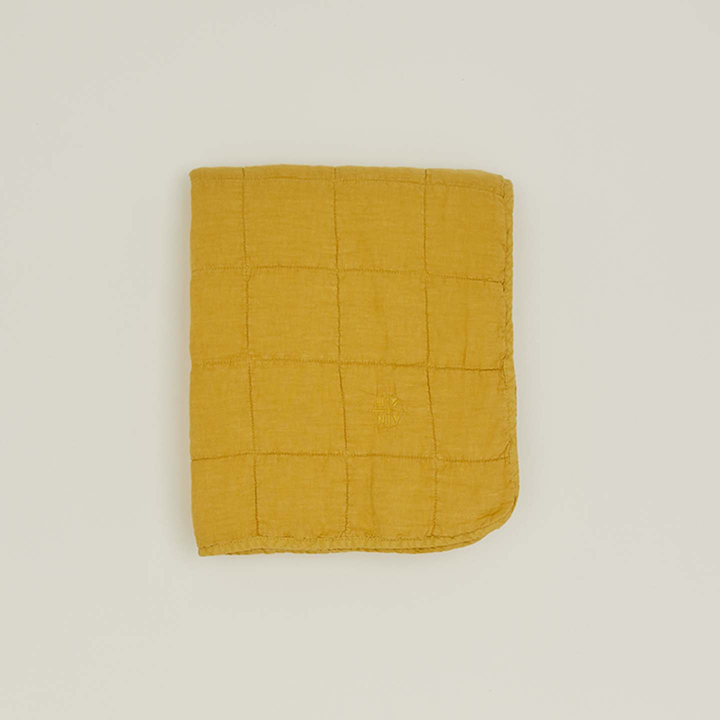 Simple Linen Quilted Throw - Mustard