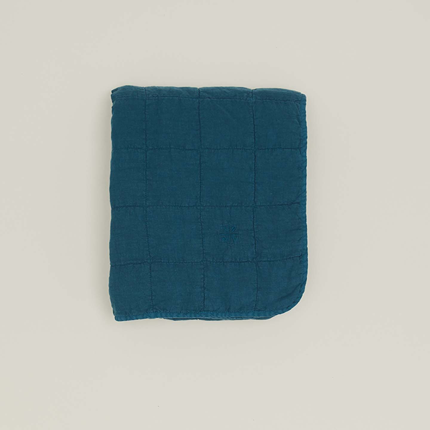 Simple Linen Quilted Throw - Peacock