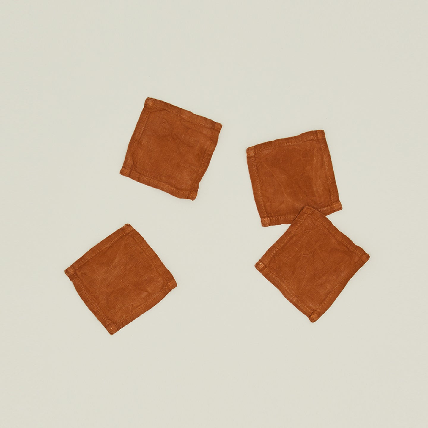 Simple Linen Cocktail Napkin, Set of 4 - Terracotta