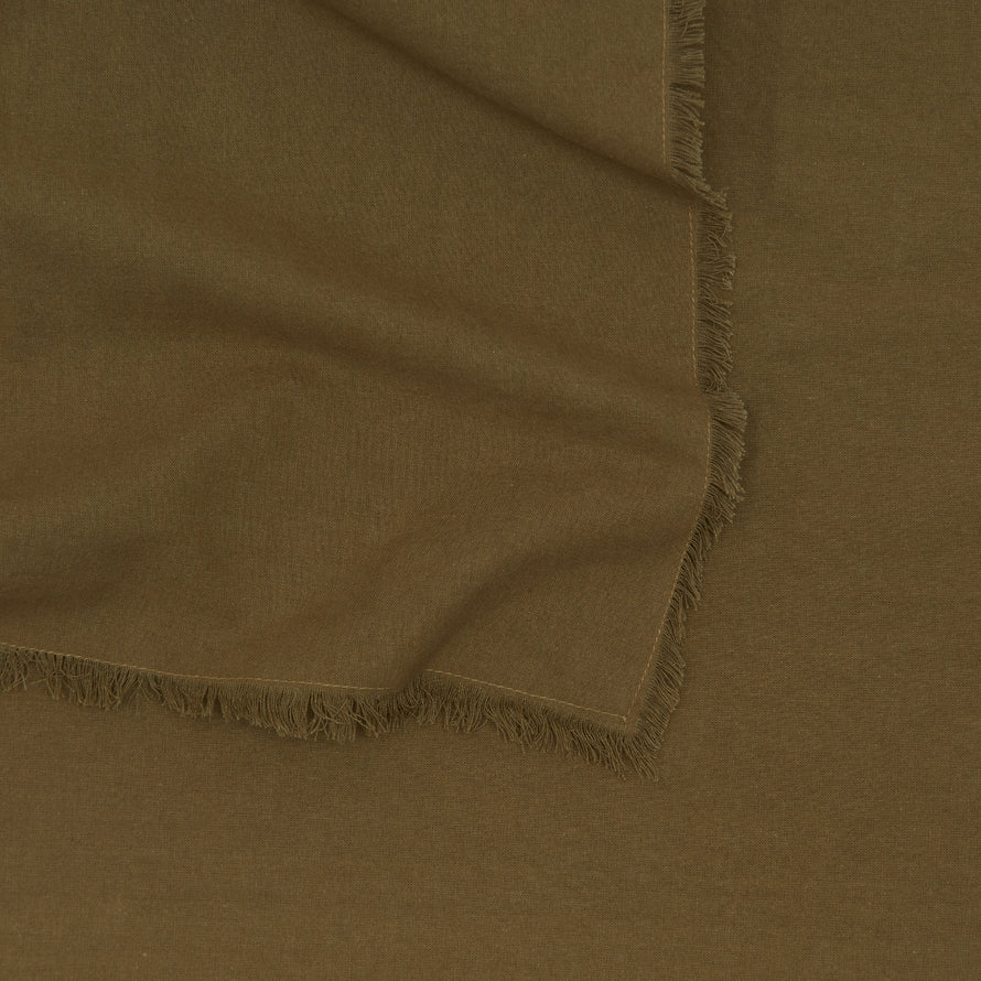 Close up of Essential Striped Tablecloth in Olive.