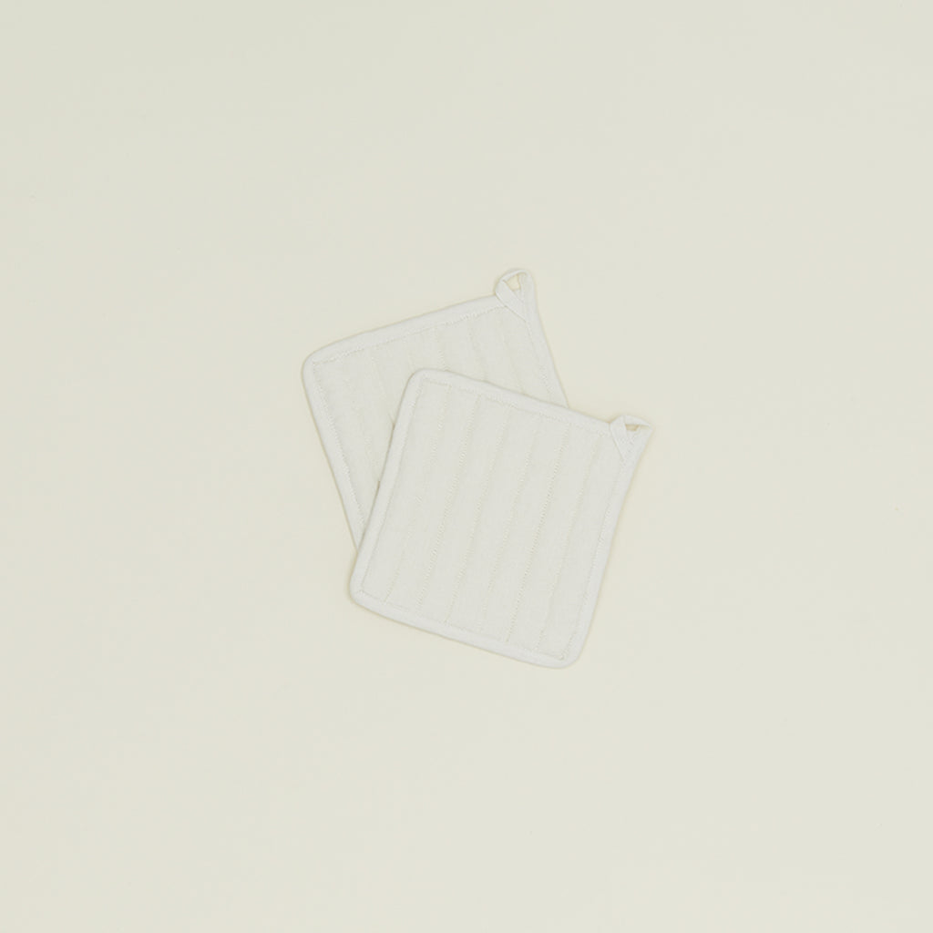 Simple Linen Pot Holders, Set of 2, in "Ivory"