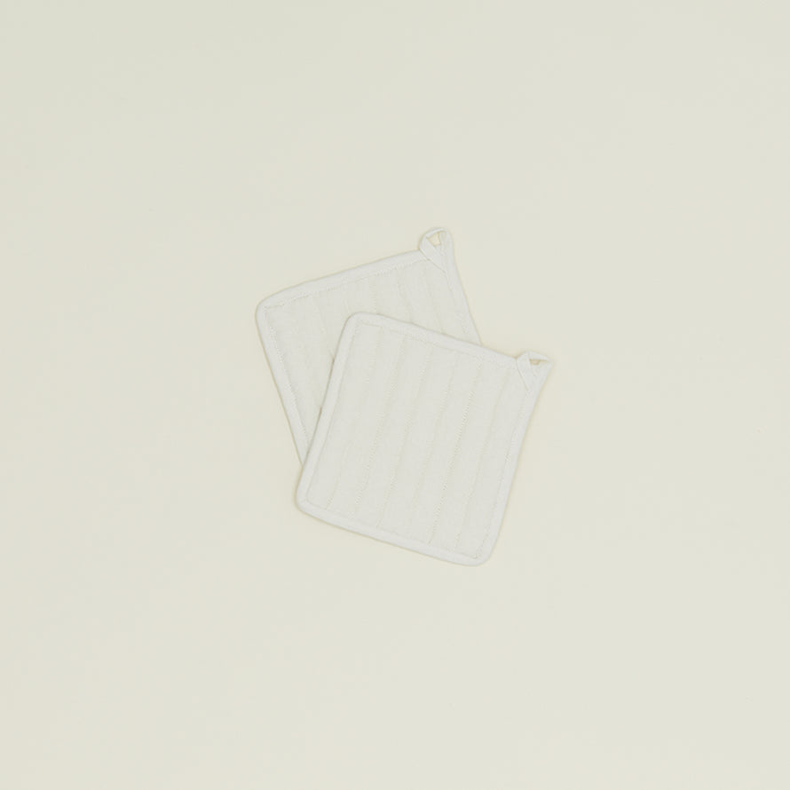 Simple Linen Pot Holder, Set of 2 - Ivory