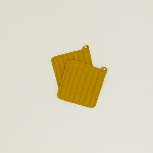 Simple Linen Pot Holder, Set of 2 - Mustard