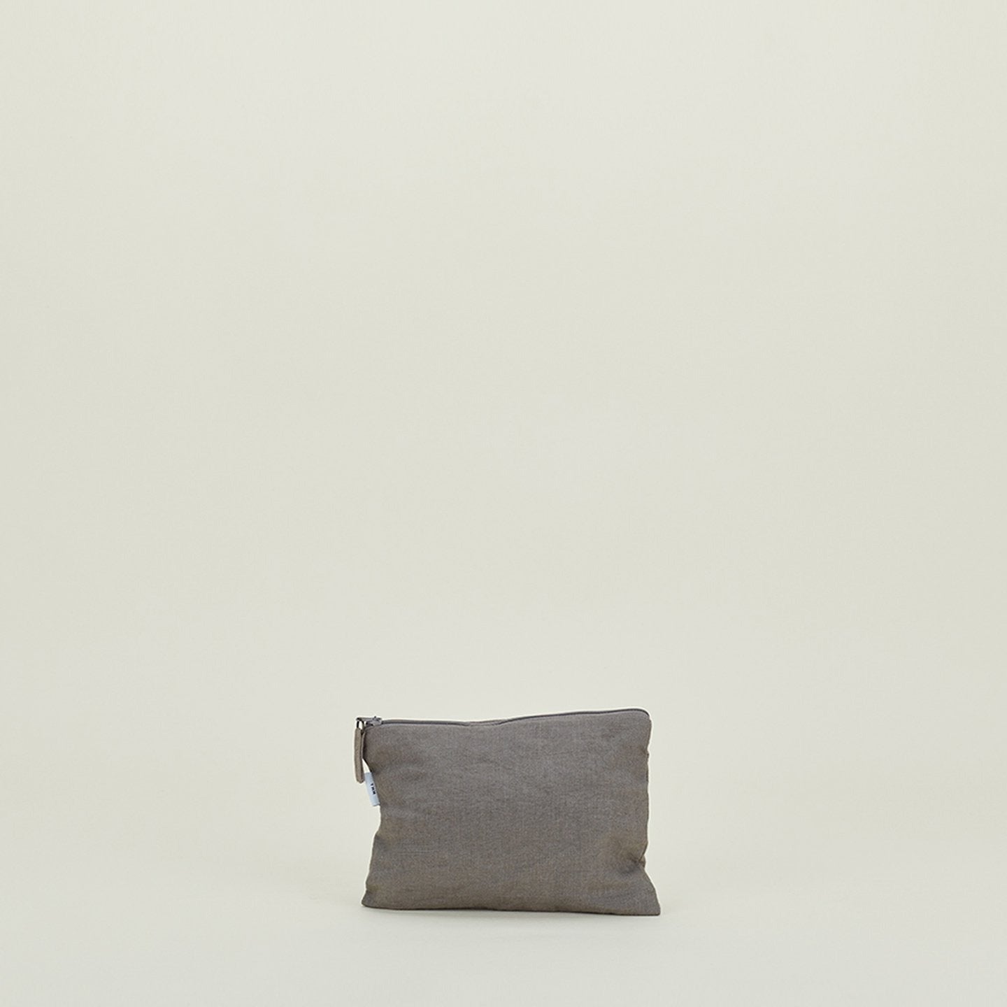Simple Linen Zipper Pouch - Dark Grey