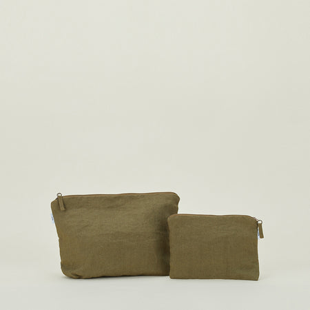 Simple Linen Zipper Pouch - Olive – Hawkins New York