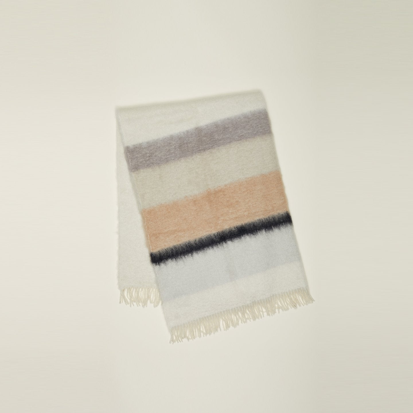 Stripe Mohair Wide Top and Scarf（Khaki） Stripe Mohair Throw - Neutral Stripe – Hawkins New York