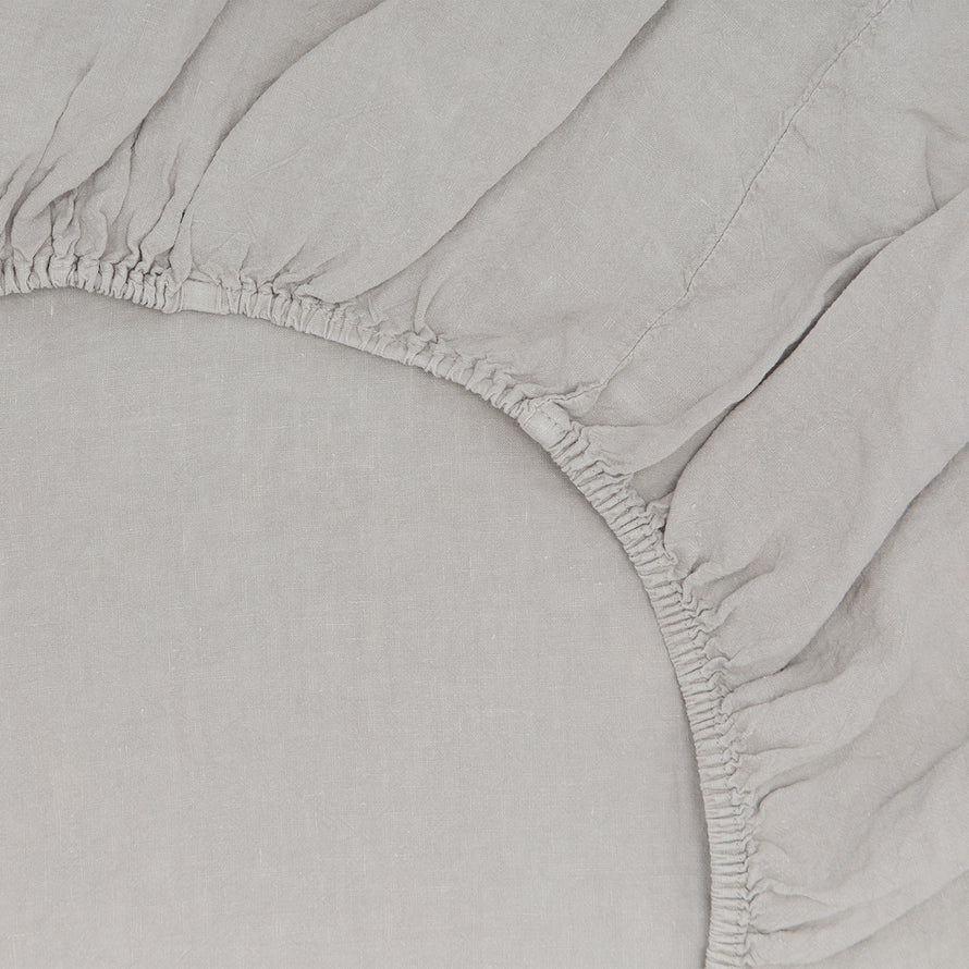 Simple Linen Fitted Sheet - Light Grey