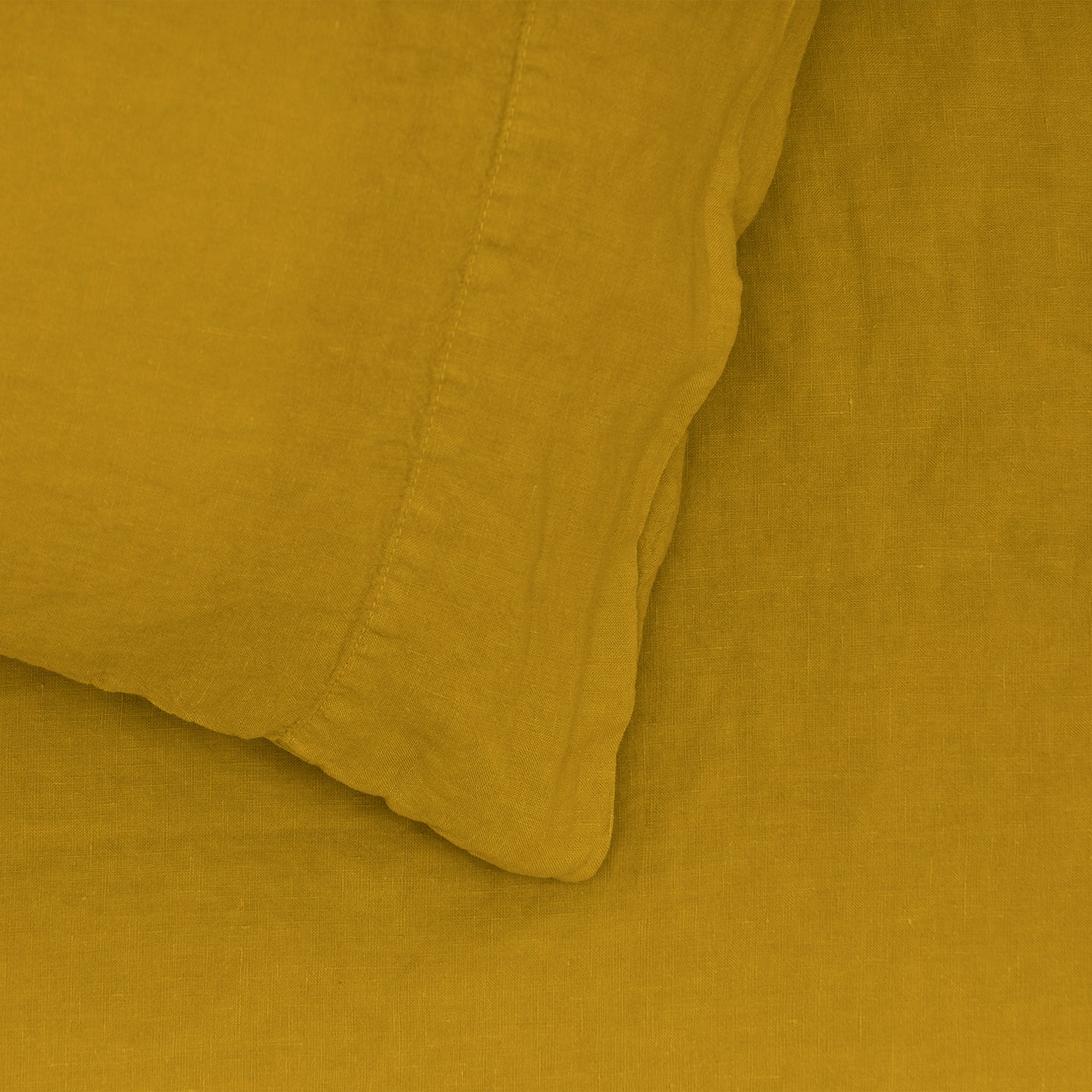 Simple Linen Pillowcases, Set of 2 - Mustard