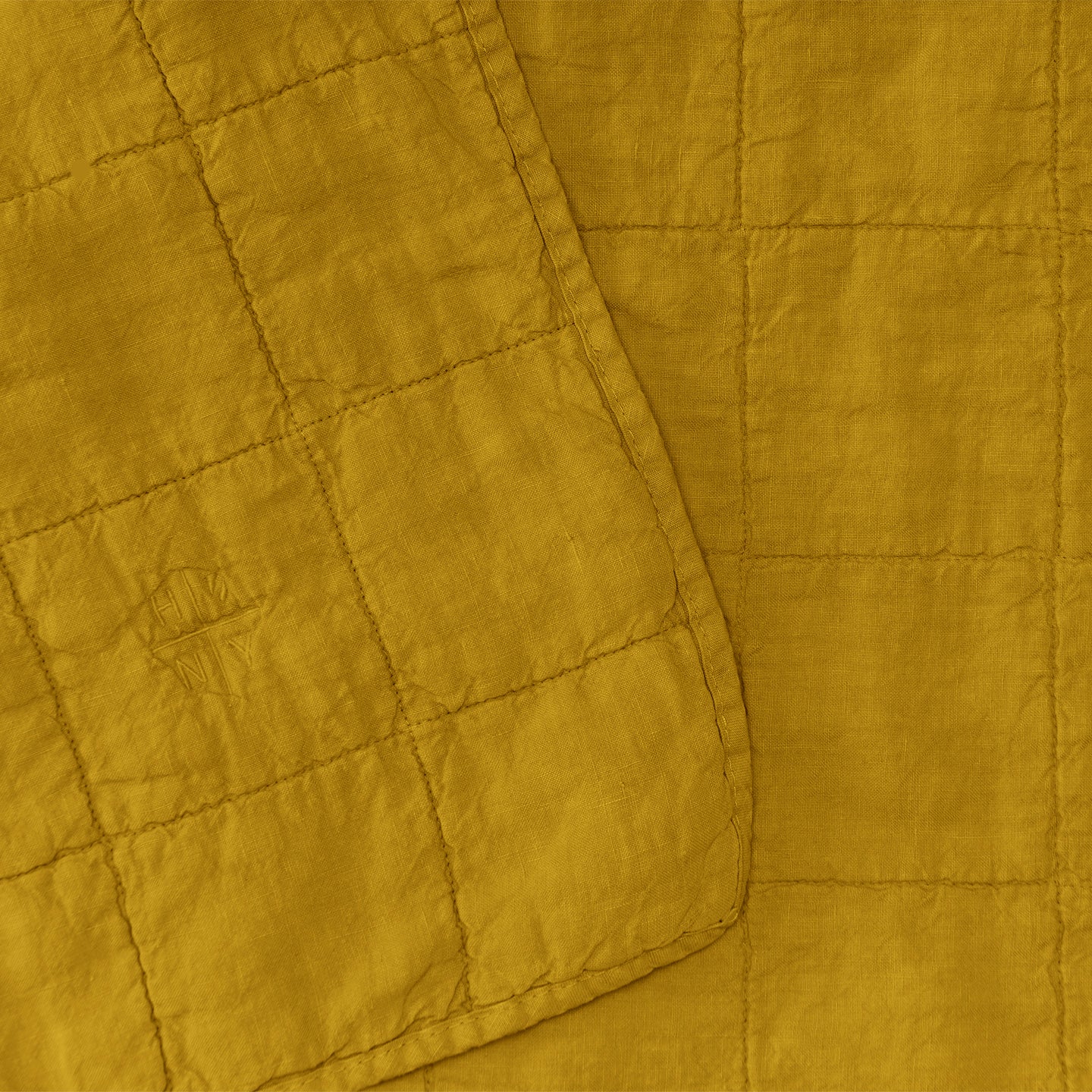 Simple Linen Quilted Throw - Mustard