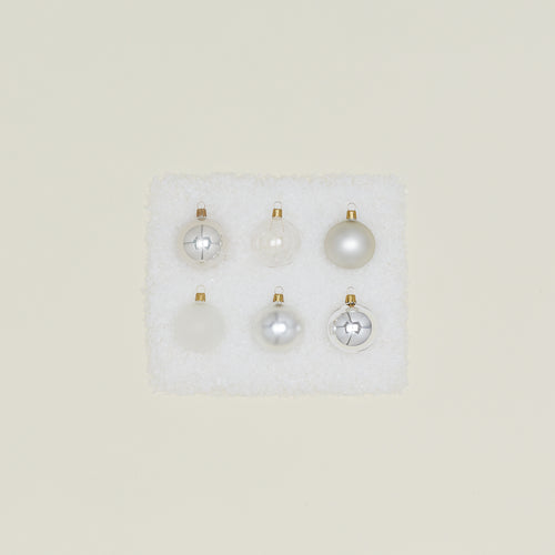 XS Glass Ornament Set - Silver