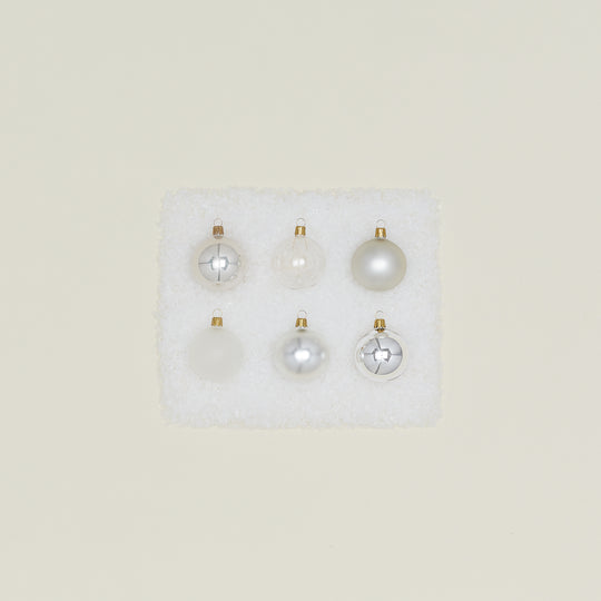 XS Glass Ornament Set - Silver