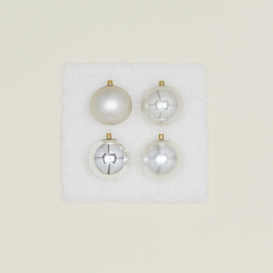 Medium Glass Ornament Set - Silver