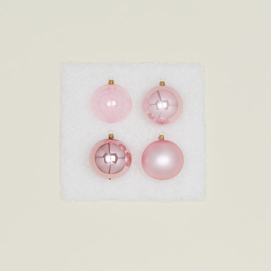 Medium Glass Ornament Set - Pink
