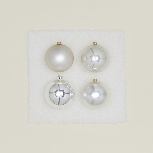 Large Glass Ornament Set - Silver