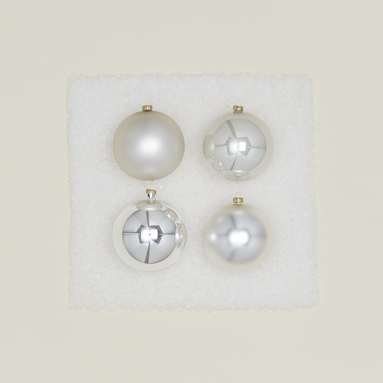 Large Glass Ornament Set - Silver
