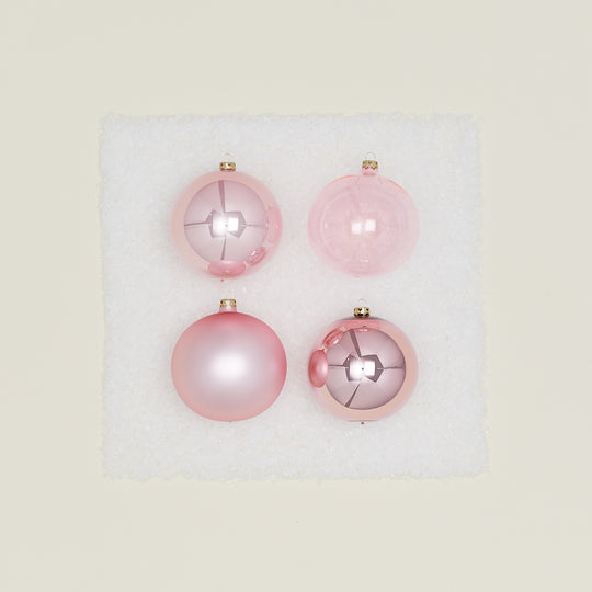 Large Glass Ornament Set - Pink