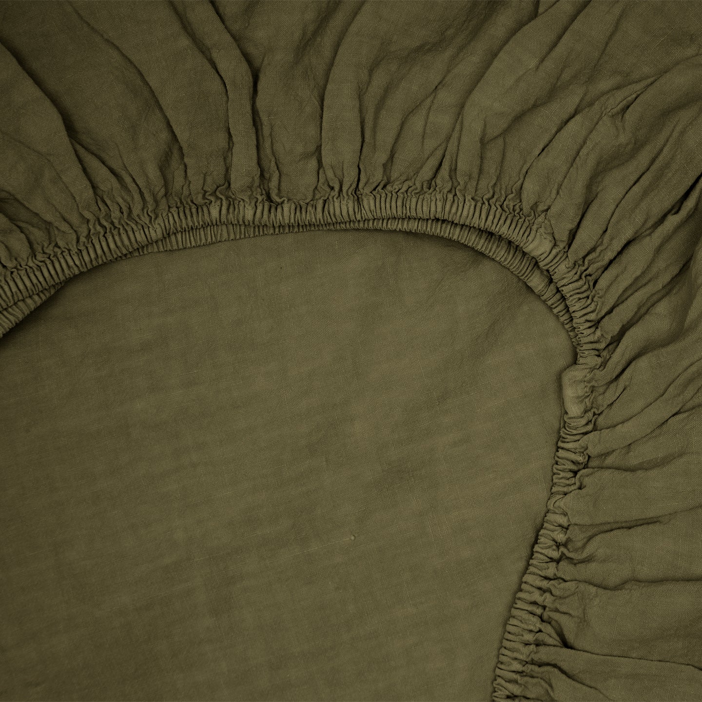 Simple Linen Fitted Sheet - Olive