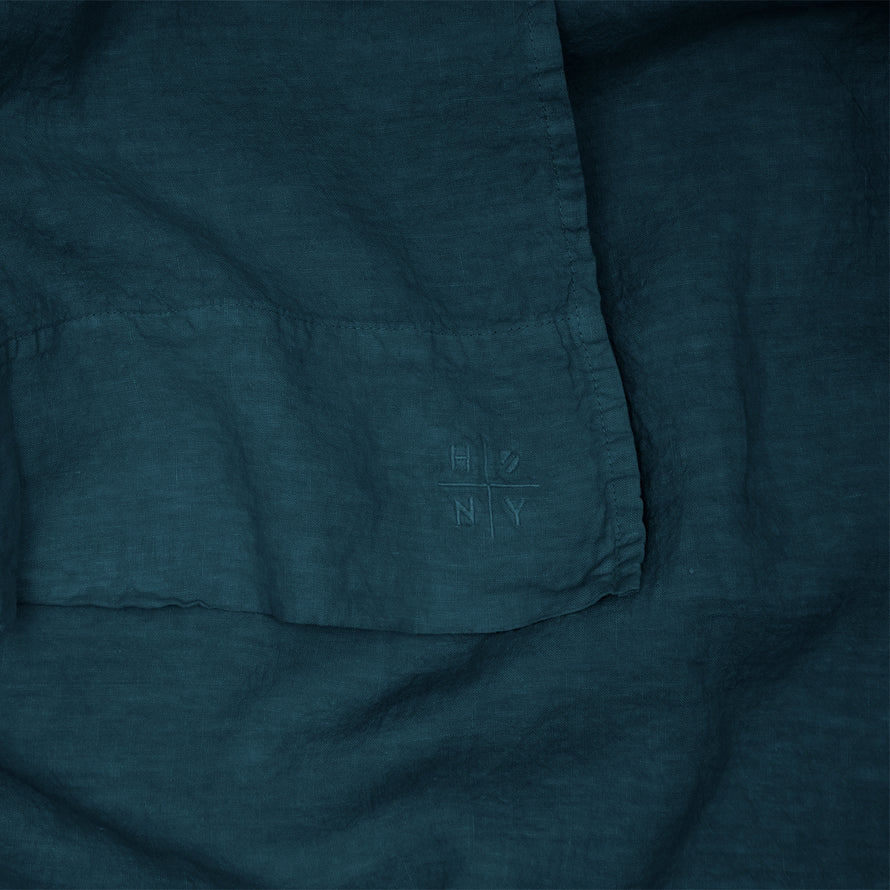 Simple Linen Flat Sheet - Peacock
