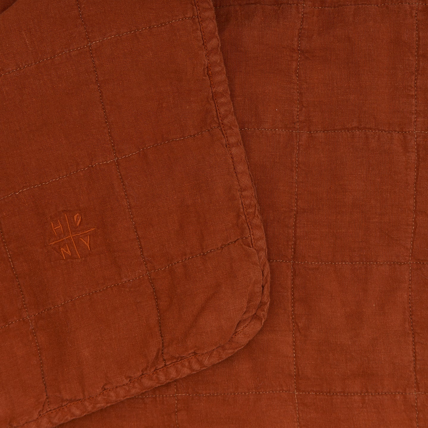 Simple Linen Quilt - Rust