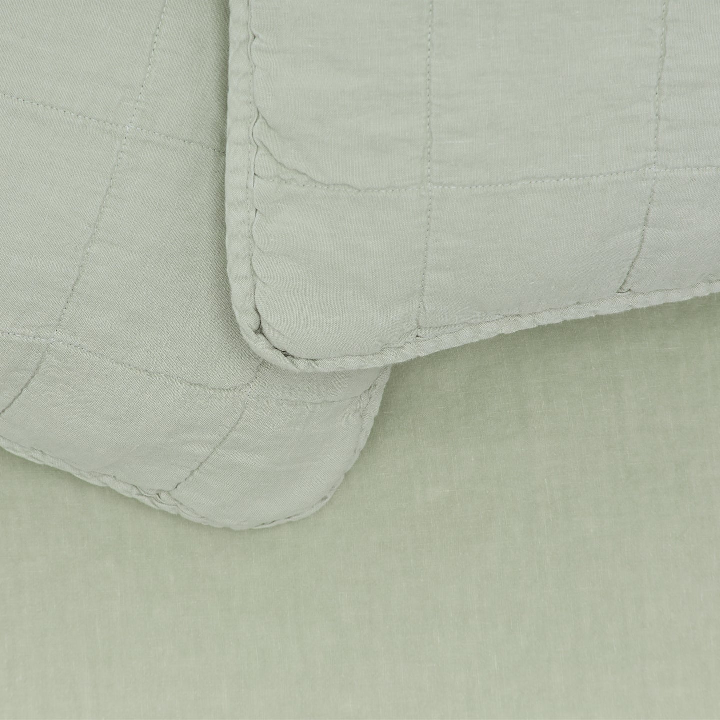 Simple Linen Quilted Shams, Set of 2 - Sage