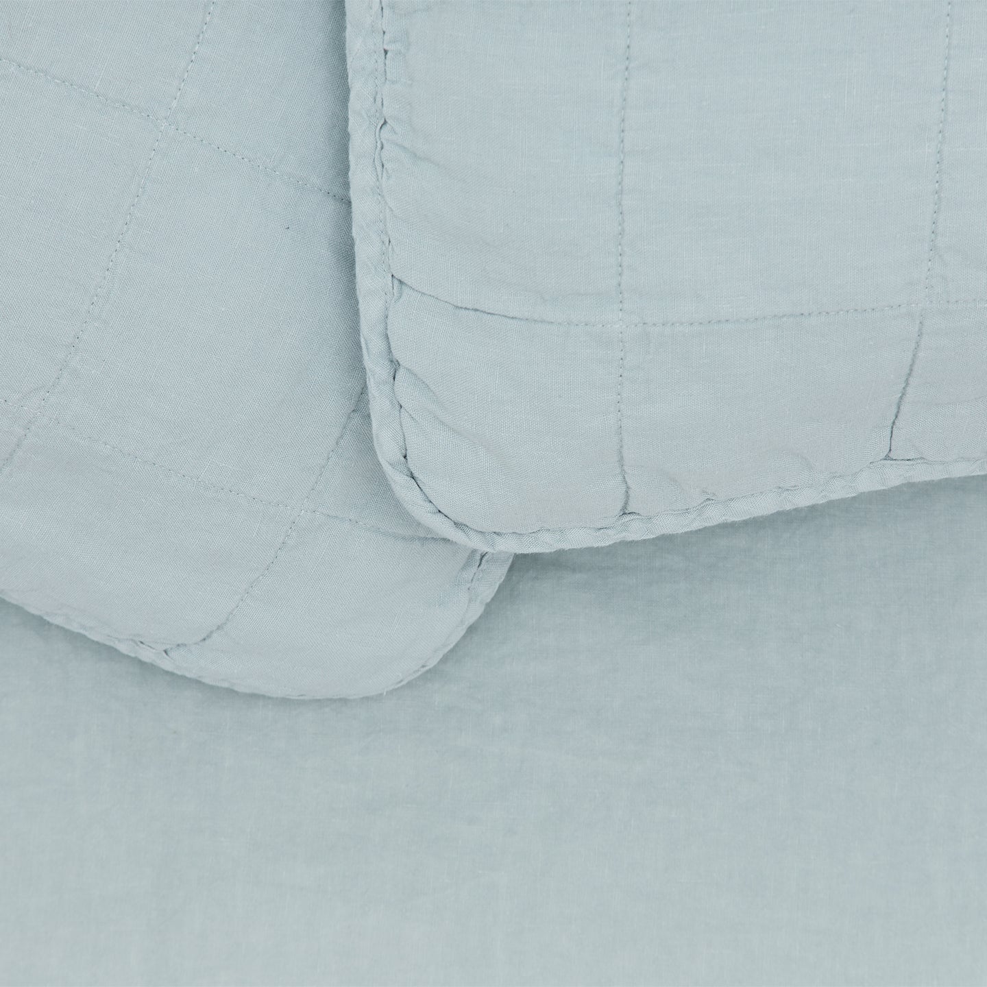 Simple Linen Quilted Shams, Set of 2 - Sky