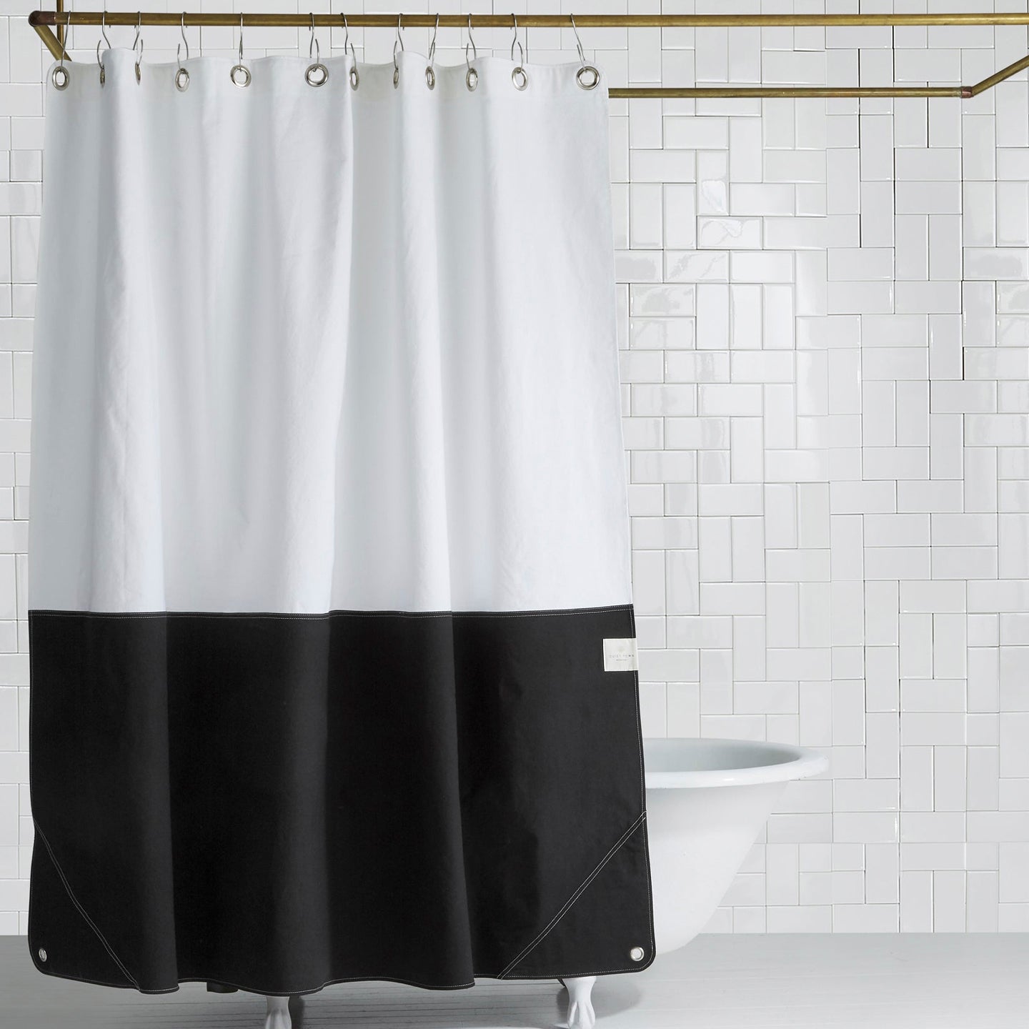 Orient Shower Curtain - White/Black